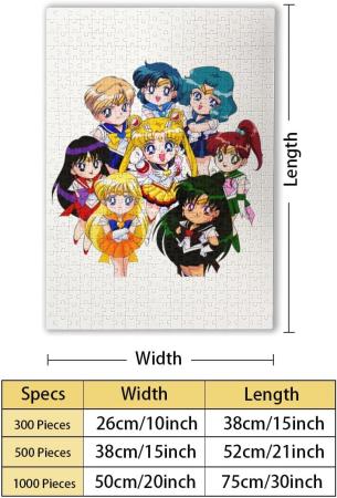 Sailor Moon Jigsaw Puzzle 1000 Piece Wooden Puzzle Character Puzzle Anime Decorative Painting Moe Goods Children Educational Toys Students Adults Decompression Birthday Christmas Present Beginner Gift Wall Decor Room Decoration (75x50cm)
