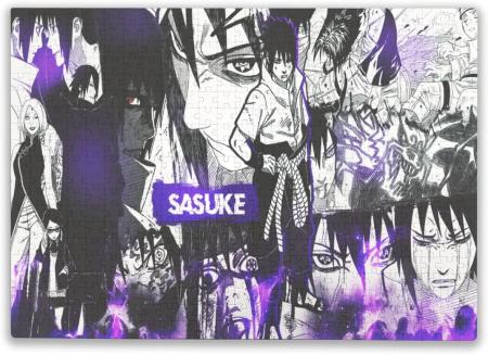 Naruto Sasuke Jigsaw Puzzle 1000 Piece Wooden Puzzle Character Puzzle Anime Decorative Painting Moe Goods Children Educational Toys Students Adults Decompression Birthday Christmas Present Beginner Gift Wall Decoration Room Decoration (75x50cm)
