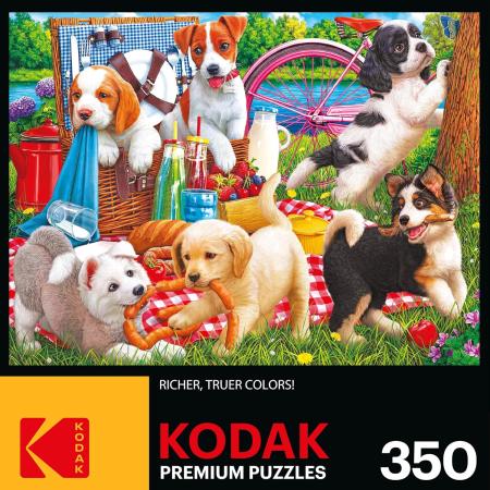 Kodak プレミアムジグソーパズル 350ピース ピクニックの子犬
